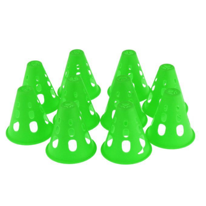 10 Pcs Plastic Windproof Roadblock Sports Training Traffic Cone Green