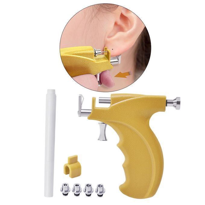 Ear  Tool Kit Stainless Steel Earring Pericings Gun Set Yellow
