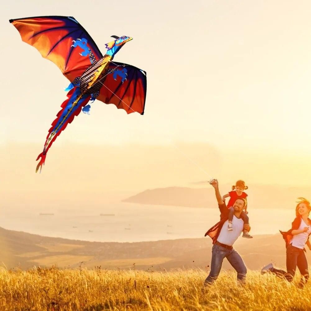 Colorful Kite Animal 3D Dragon Long Tail Outdoor Flying Kites for Children Toys