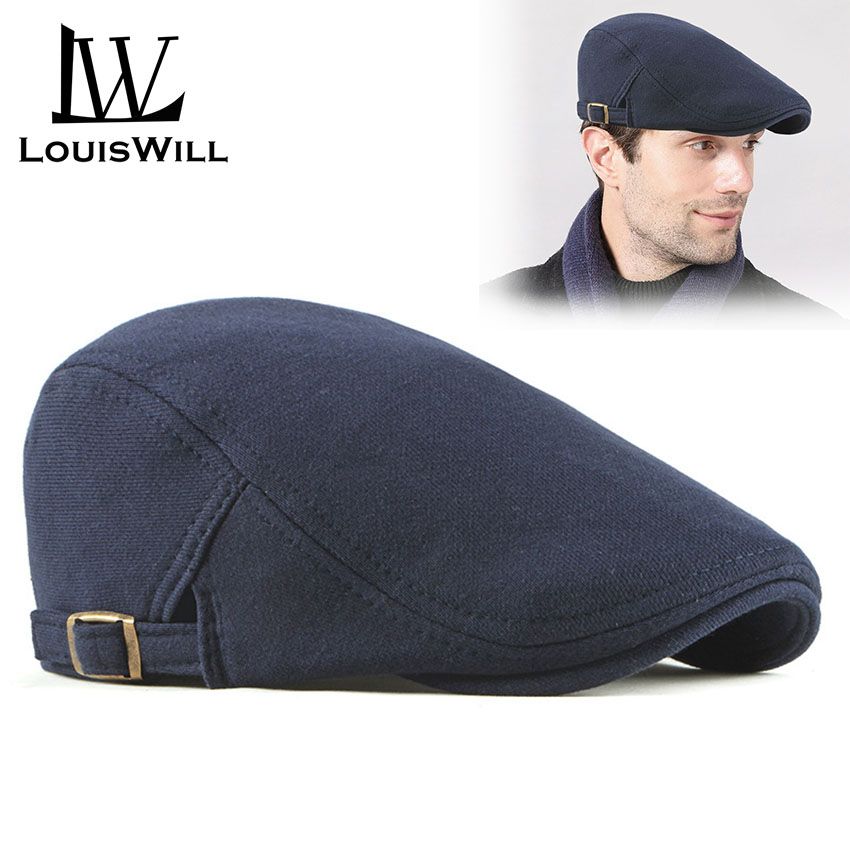 LouisWill Men Beret Cotton Knitted Hat Autumn And Winter Cap