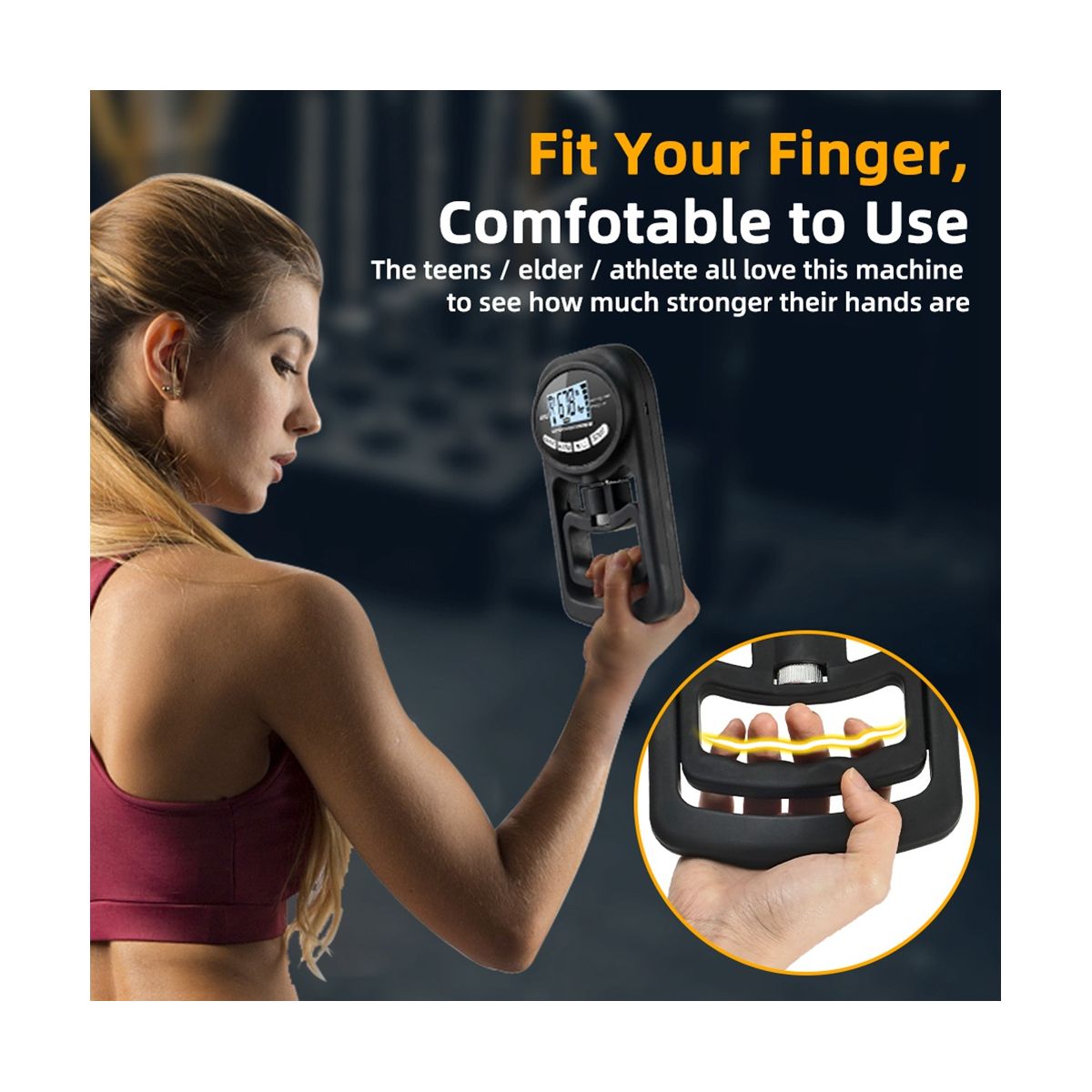 Grip Strength Tester 265Lbs120Kg Digital Hand Dynamometer Grip Strength Meter USB LCD Screen Black