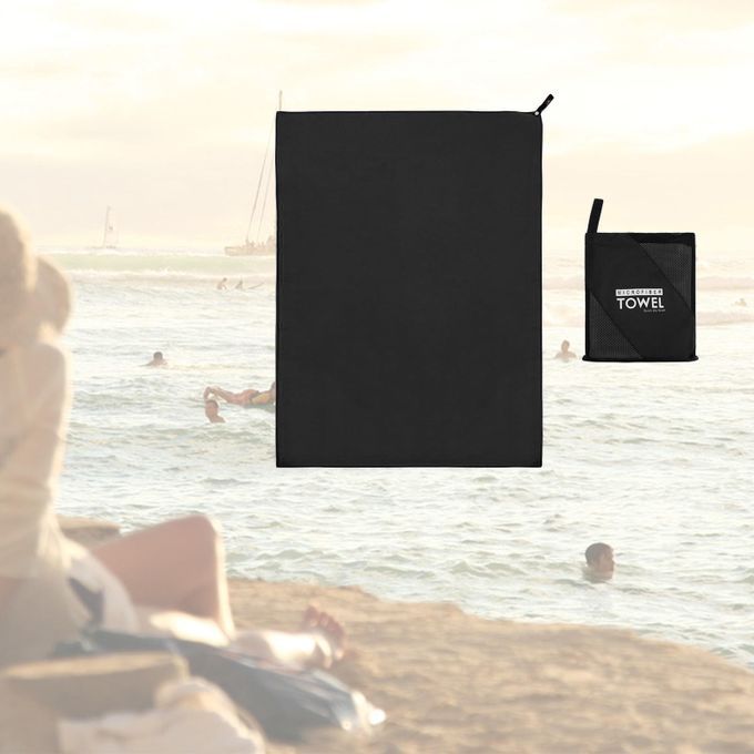 Microfiber Towel Anti-Bacterial 3 Sizes Soft For Travel Black 40x80cm