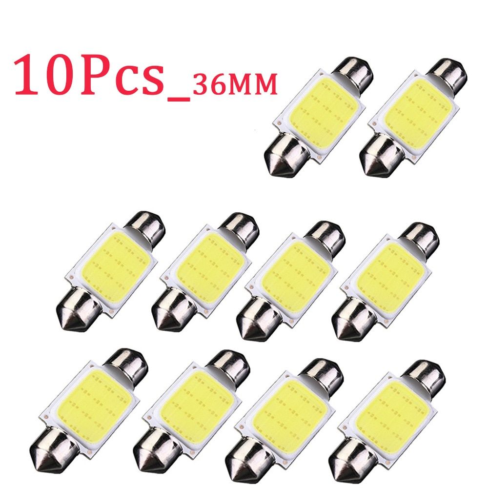 10pcs 31mm 36mm 39mm 41mm 12 S DC 12V 5W COB LED Car Reading Lights  Color Car Dome Auto Car Led