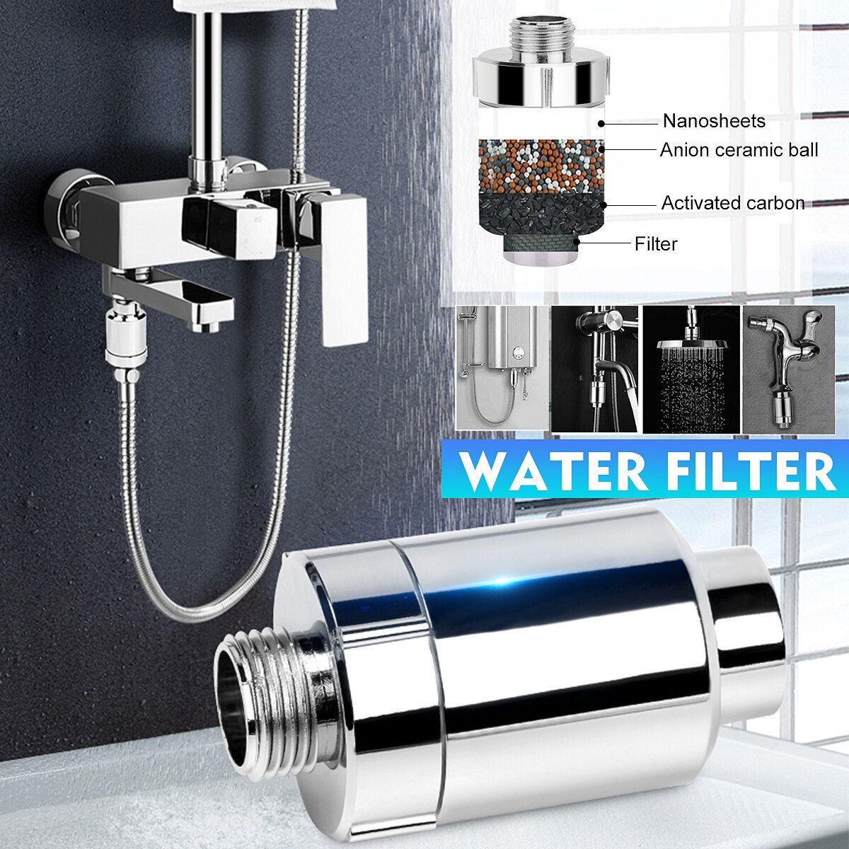 4 Layer Filtration Faucet Bath Water Purifier Shower Front Filter Water Filter