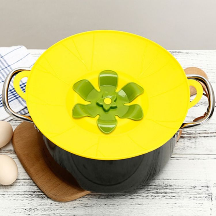 Silicone Flower Ll-proof Pot Lid, Size: 23cm Small Yellow