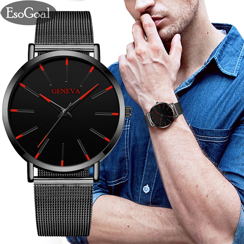 EsoGoal Men's Mesh Strap Watch Simple Fashion Big Dial