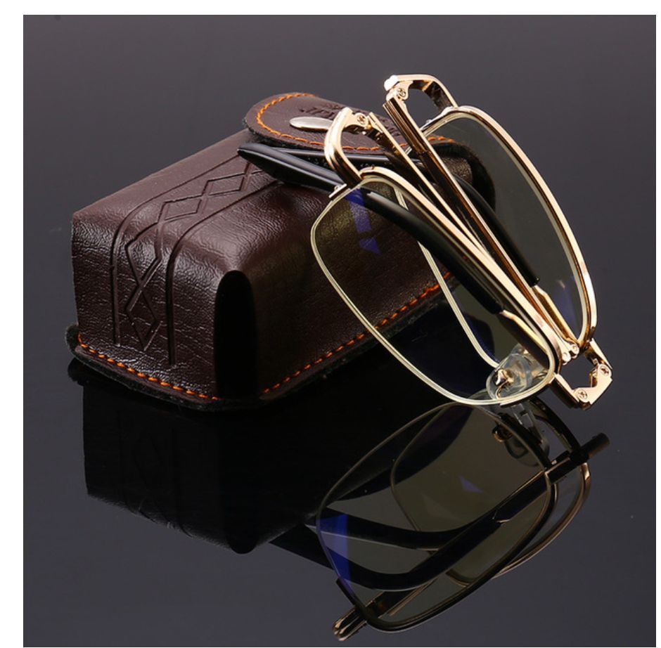 Anti Blue Ray Computer Reading Glasses Folding Eyewear With Case +1.50D