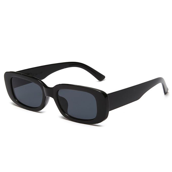 Portable Square Sunglasses Travel Rectangle Small Vintage Retro Sunglasses-black Frame Black Gray Slices-144*145*40mm