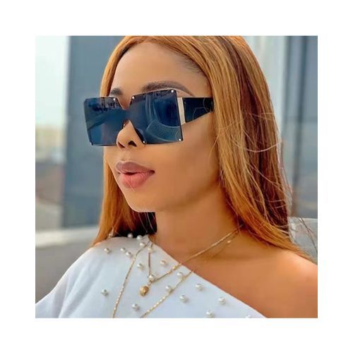 Female Square Oversized Vintage Fashion Sunglasses - Black