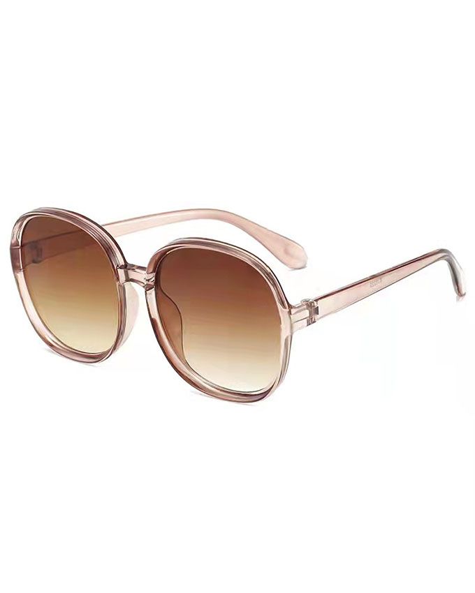 Women New Round Frame Brown Oversized Sunglass