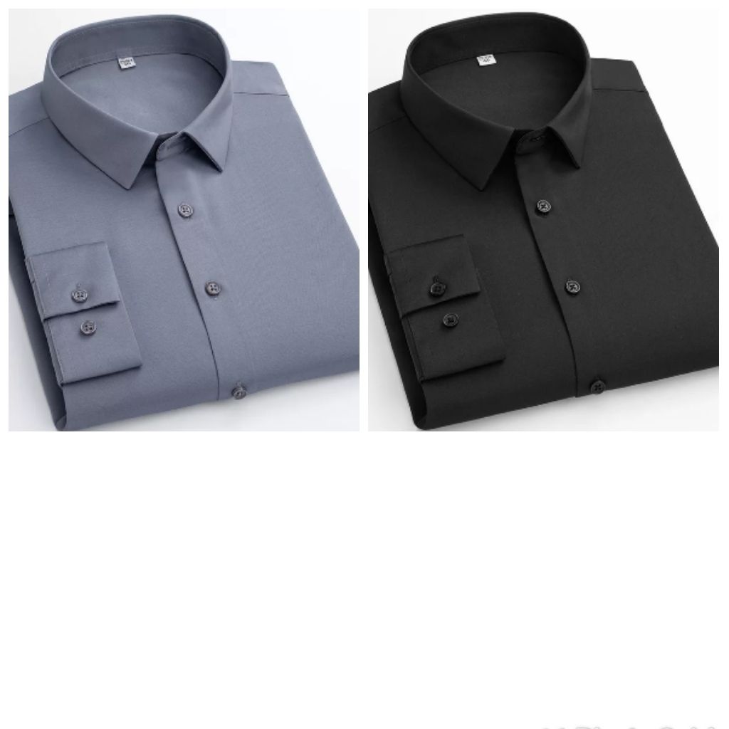 2in1 CORPORATE LONG-SLEEVE SHIRT FOR MEN - Ash And Black