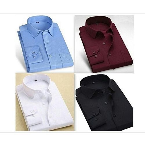 SET OF 4 PLAIN LONG SLEEVE SHIRTS FOR MEN - 4in1 Corporate Shirts - Multicolor