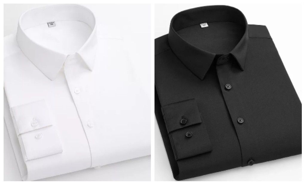 2in1 CORPORATE LONG-SLEEVE SHIRT FOR MEN - Black & White