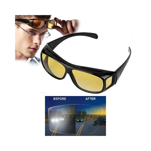 1Pc Night Driving Glasses HD Vision: Wear On Medicated Glasses.