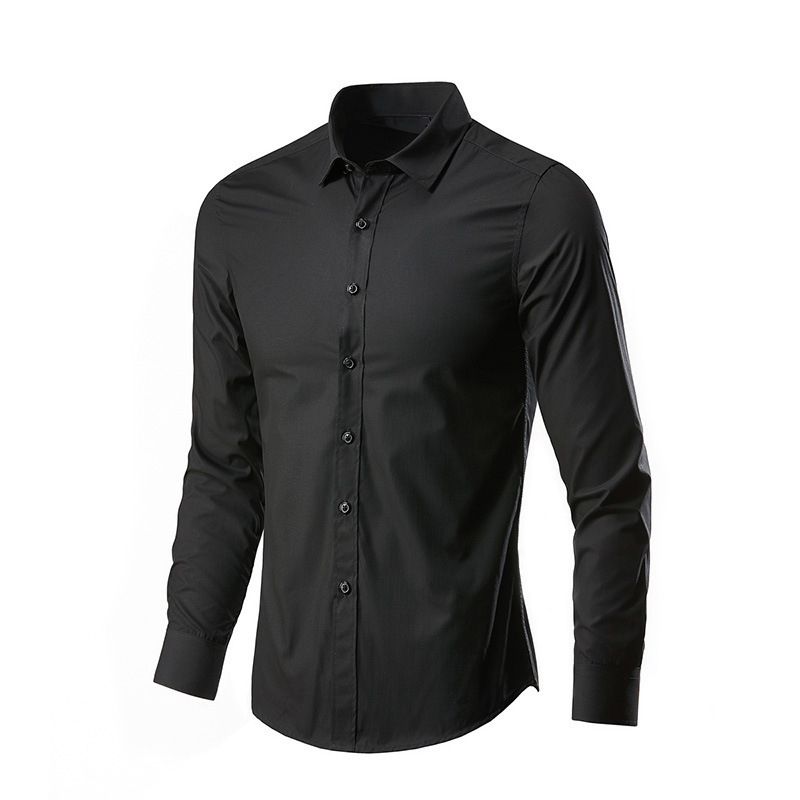 （long Black）Men's  Shirt Long-sleeved Non- Business Professional Work Collared