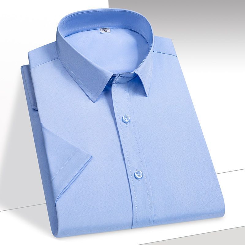 Mens Shirt Short Sleeve Solid Navy Red Blue Shirt Easy Care