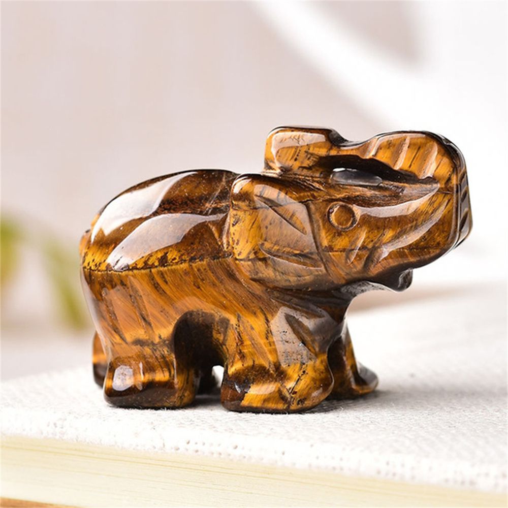 Handmade Carved Tangling Jade Elephant Gtone Natural Crystal Figurine Good Luck