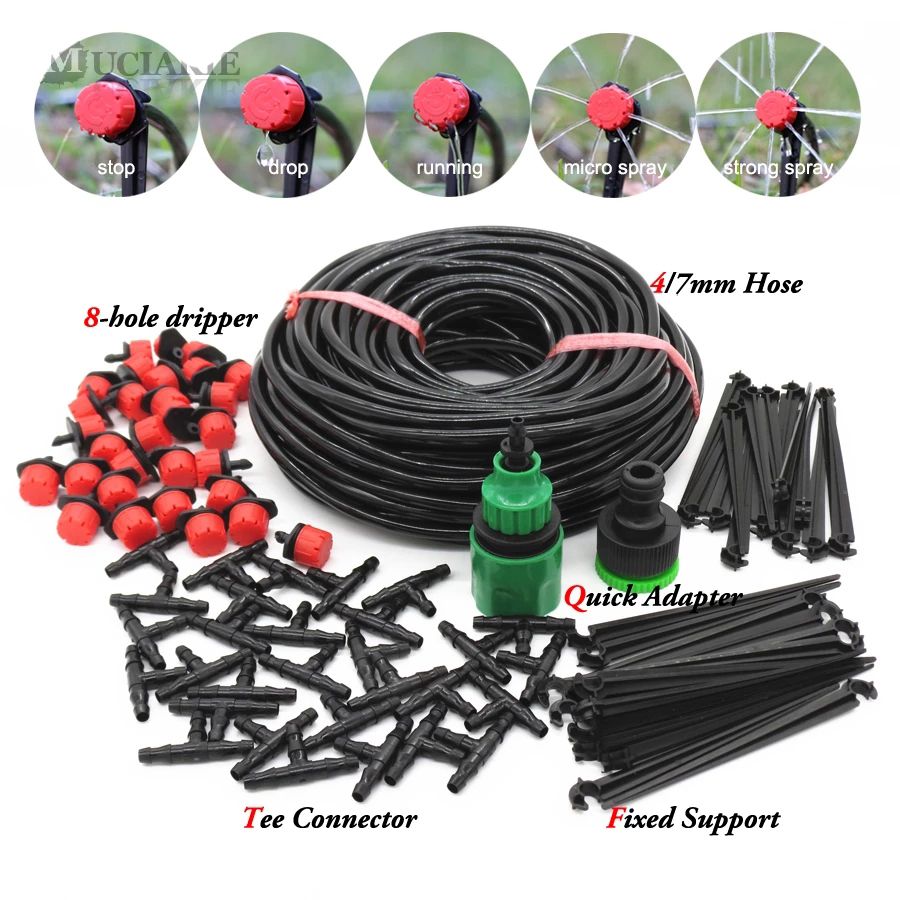25M DIY Drip Irrigation System Automatic Watering Garden Hose Micro Drip Watering Kits With Adjustable Drippers