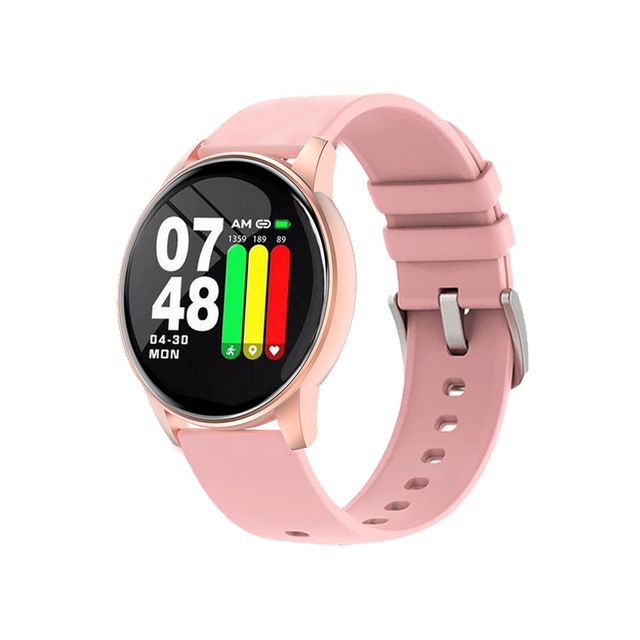 Smart Watch Men Women Round Sports Waterproof Smartwatch Fitness Tracker Blood Pressure Monitor For Android IOS Xiaomi PK P8(#pink)
