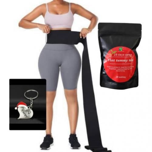 Waist Trainer Tummy Wrap Slimming Belt For Flat Tummy And Free Flat Tummy Tea And Free Keyholder