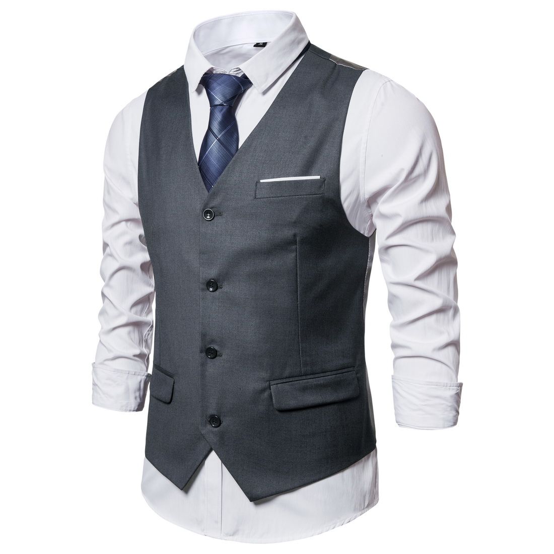 (Dark Grey)9 Color Mens Vest Casual 2020 Formal Social Business Gilet Steampunk Costume Homme Mariage Waist Coat For Men Suit Vest S-6XL ACU