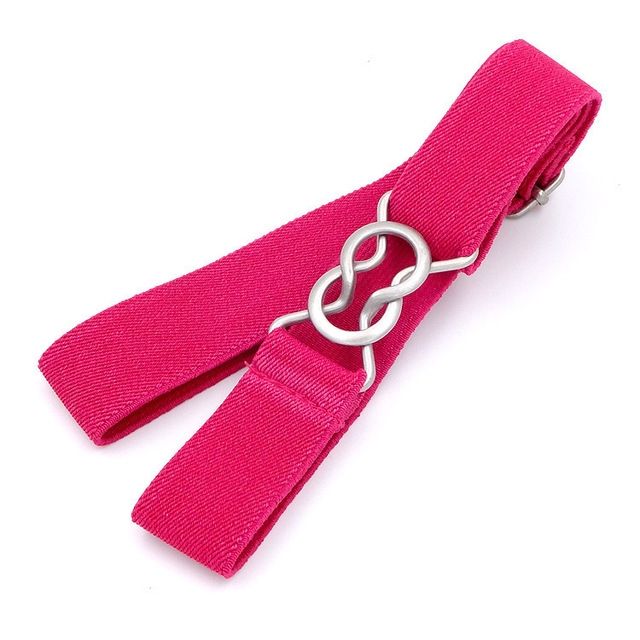 Candy-colored 8-Character Clasp Elastic Braided Belt For Children(Rose Red)