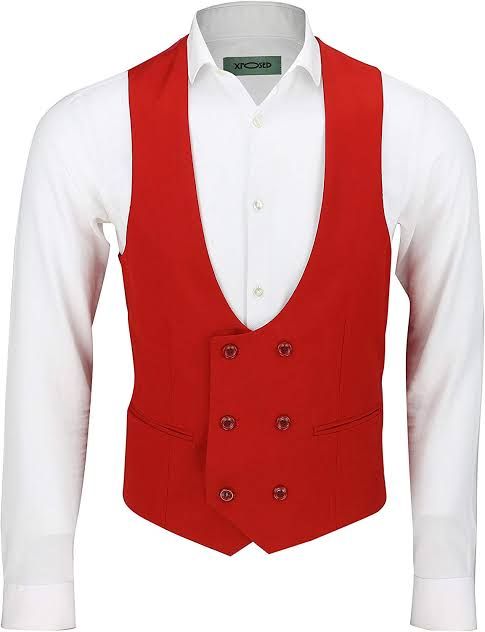 Men's Overlapped Waistcoat - Red
