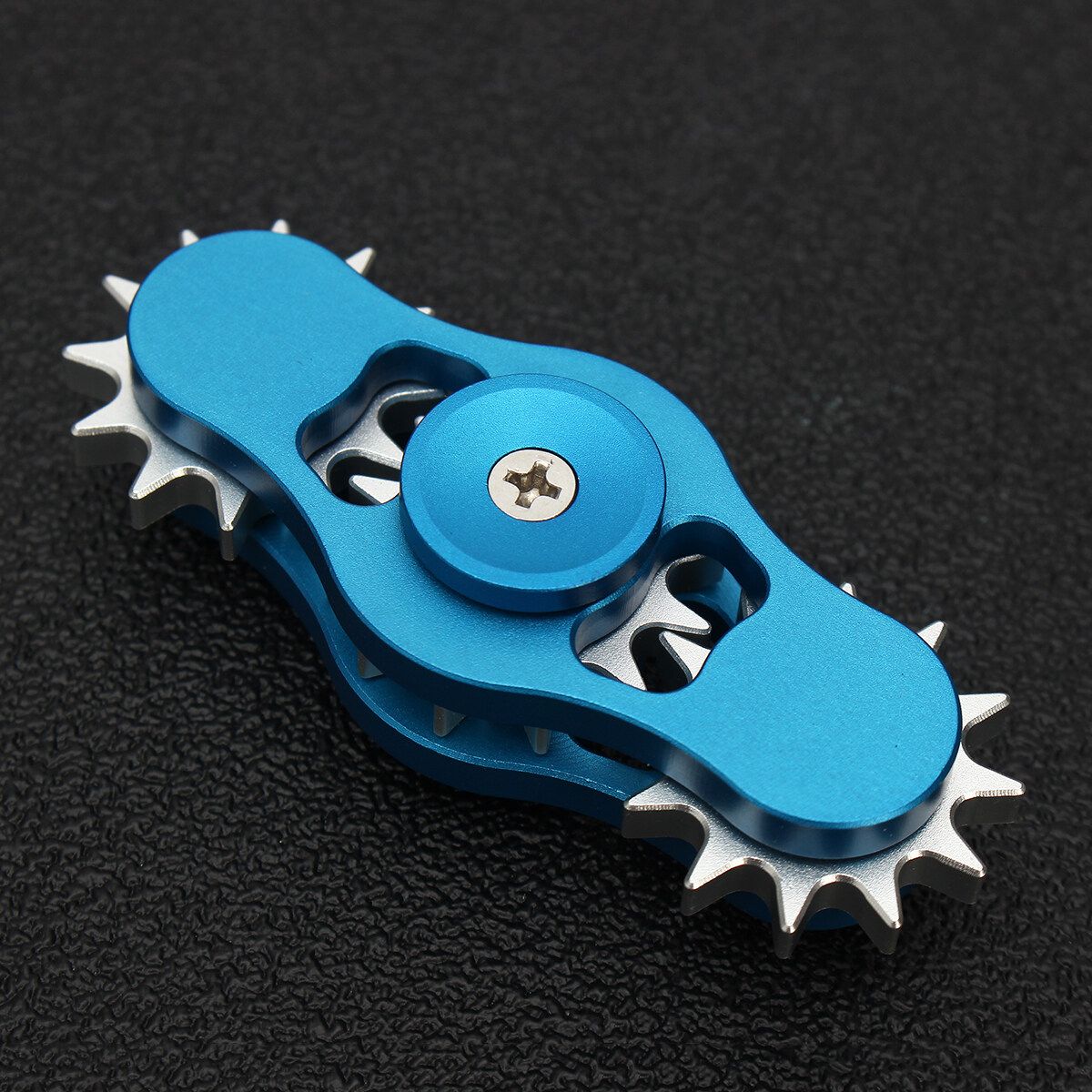 Aluminum Gear Tri Hand Spinner Finger Spiral Fidget Focus Stress Adult Kid Blue