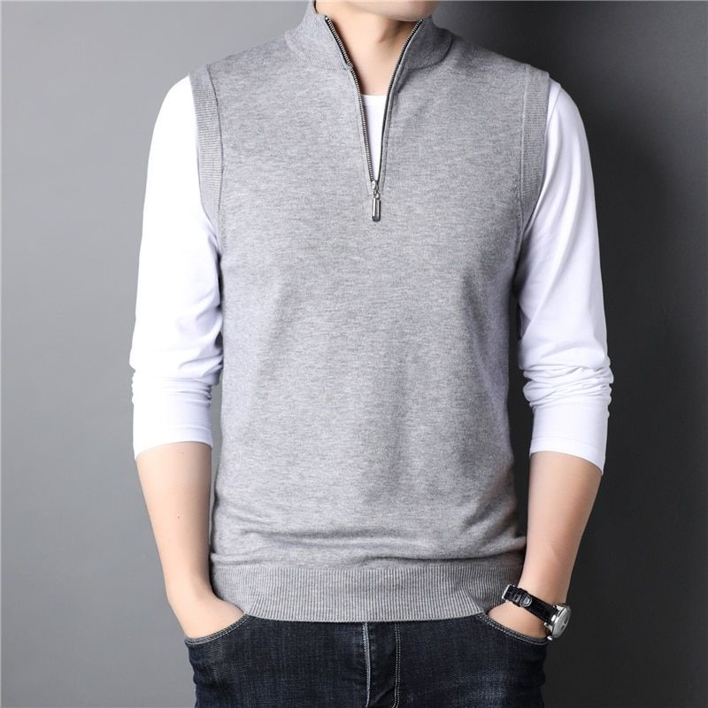 2022 New Arrivals Men's Spring And Autumn Fashion Half Zipper Sweater Vest Men