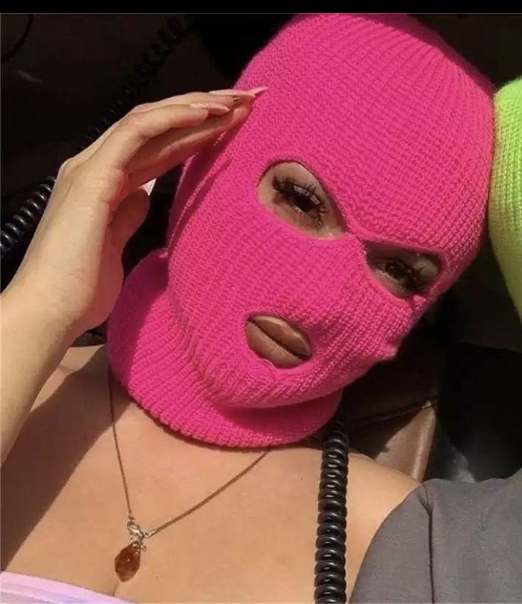 Luxury Wool Three Holes Balaclava Pink Face Mask