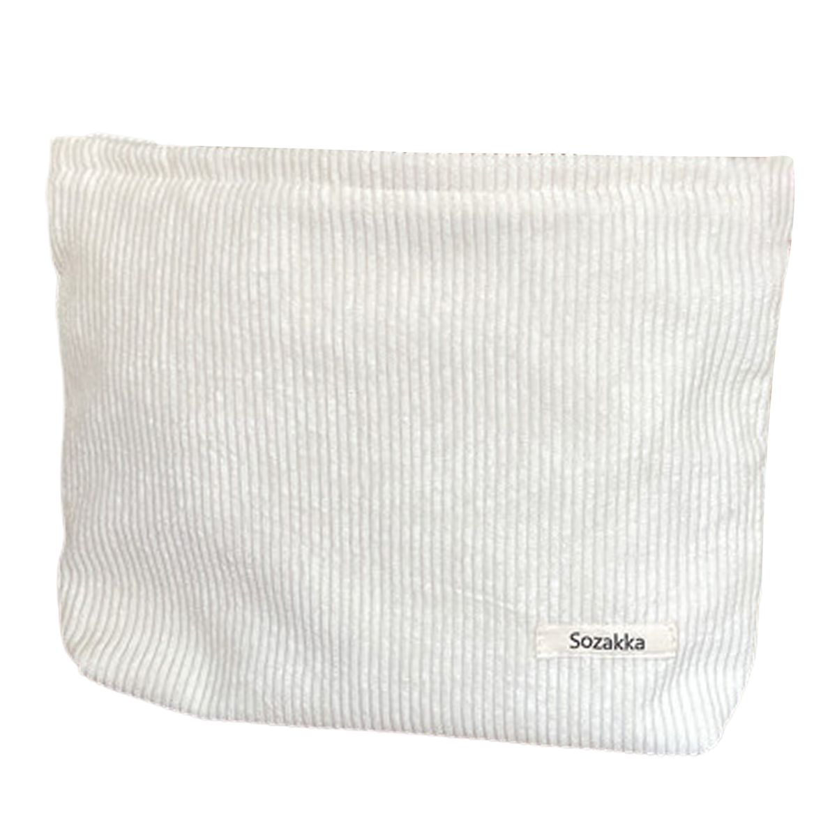 Coin Purse Women Portable Corduroy Makeup Organizer White