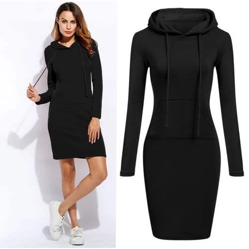 Women Hoodie Dress With Pocket