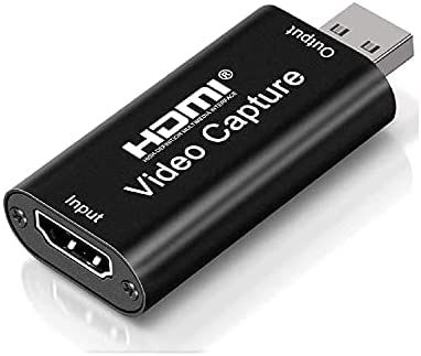 Upgraded Hdmi Capture Card, 1080p 60fps Capture Card, HDMI To USB, Record Via DSLR Camcorder Action Cam For High Definition Acquisition, Live Broadcasting, Gaming, Streaming, Teaching Etc. (Black)
