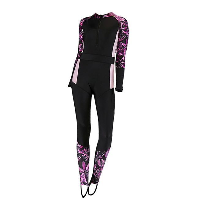 Quick Dry Full Body Wetsuit One Piece Swimsuit For Purple Print XL