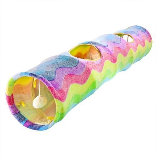 Rainbow Folding Cat Tunnel Tube Toys For Cats Training Interactive Cat Pet Toy Rabbit Tunnel Cat Cave Tube