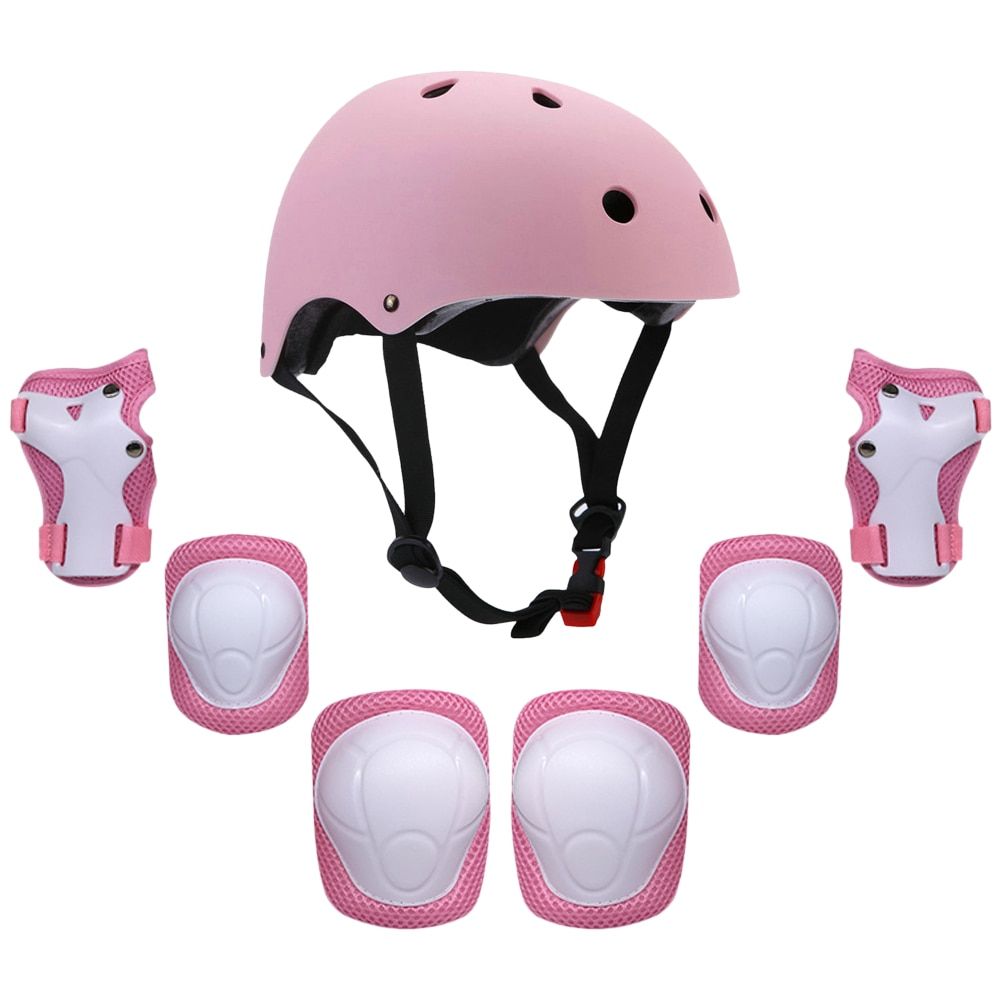 Kids 7 In 1  And Pads Set Adjustable Kids Knee Pads Elbow Pads Wrist Guards For Scooter Skateboard Roller Skating Cycling
