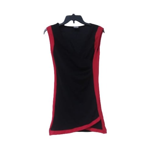 Women's Short Dress - Black With Red Sided Design
