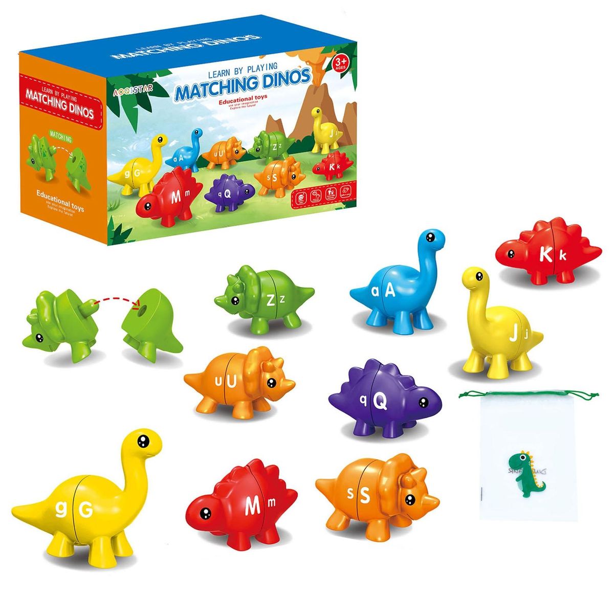 Dinosaur Matching Toy Dino-match Educational Alphabet for Toddlers