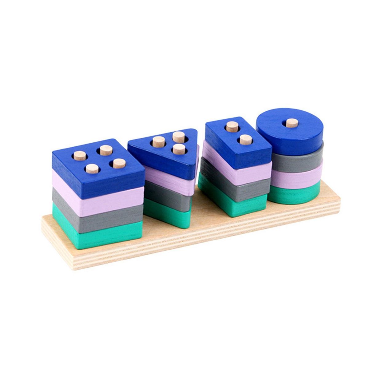 Toddler Wooden Toy Building Blocks Baby Columns Toys Multicolor