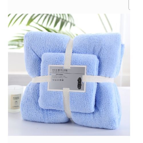 2 In 1 Big And Small  Absorbent Towel-- Blue