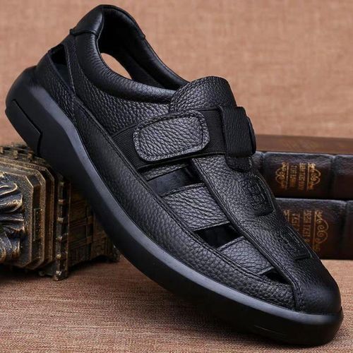 Mens Leather Sandals Black