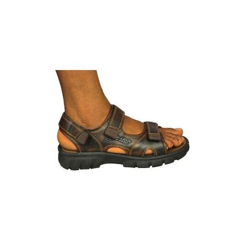 Mens Sandals Leather Slippers -Black