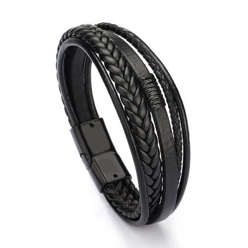 Mens Retro Braided Leather  With Magnetic Clasp Bracelets