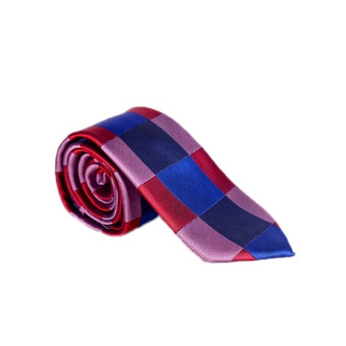Bold Box Pattern Silk Tie - Blue