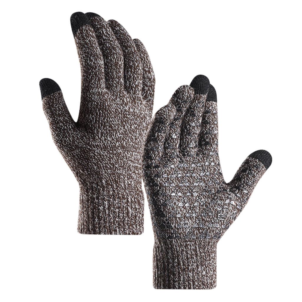 Winter Knit  Warm Thermal Soft Lining Elastic Cuff Hands Coffee1