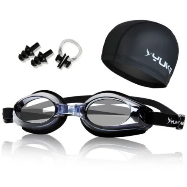 Swimming Anti-Fog Glasses Swimming Goggles Swimming Cap, Nose & Ear  Plug Kit Outdoor Sport