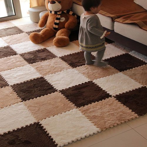 Kids Plush Foam Puzzle Crawling Mat Set Of 9 In 3 Colours