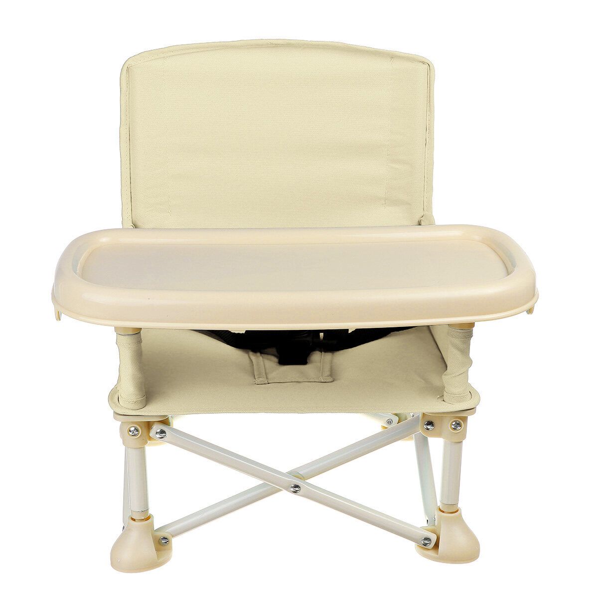 Foldable Baby Feeding High Chair Dining Booster Table Seat Highchair With Tray Beige