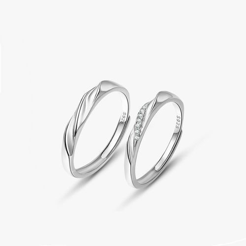 Couple S925 Silver Ring Jewelry Engagement Marriage Open Adjustable Ring