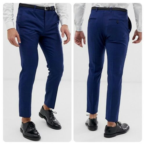 Navy Blue Office Men Trouser Slim Fitted